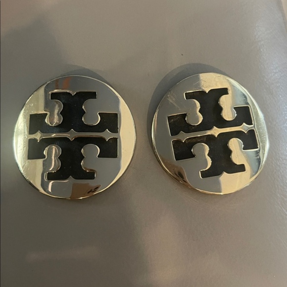 2 Tory Burch Replacement Gold on Black Medallion 2”
